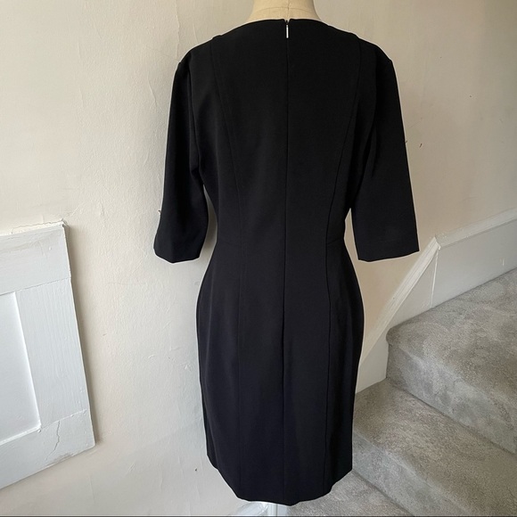 BOSS Hugo Boss Deazema Twill Jersey Dress Black Zipper Accent Sheath Size 6 EUC - Picture 5 of 10